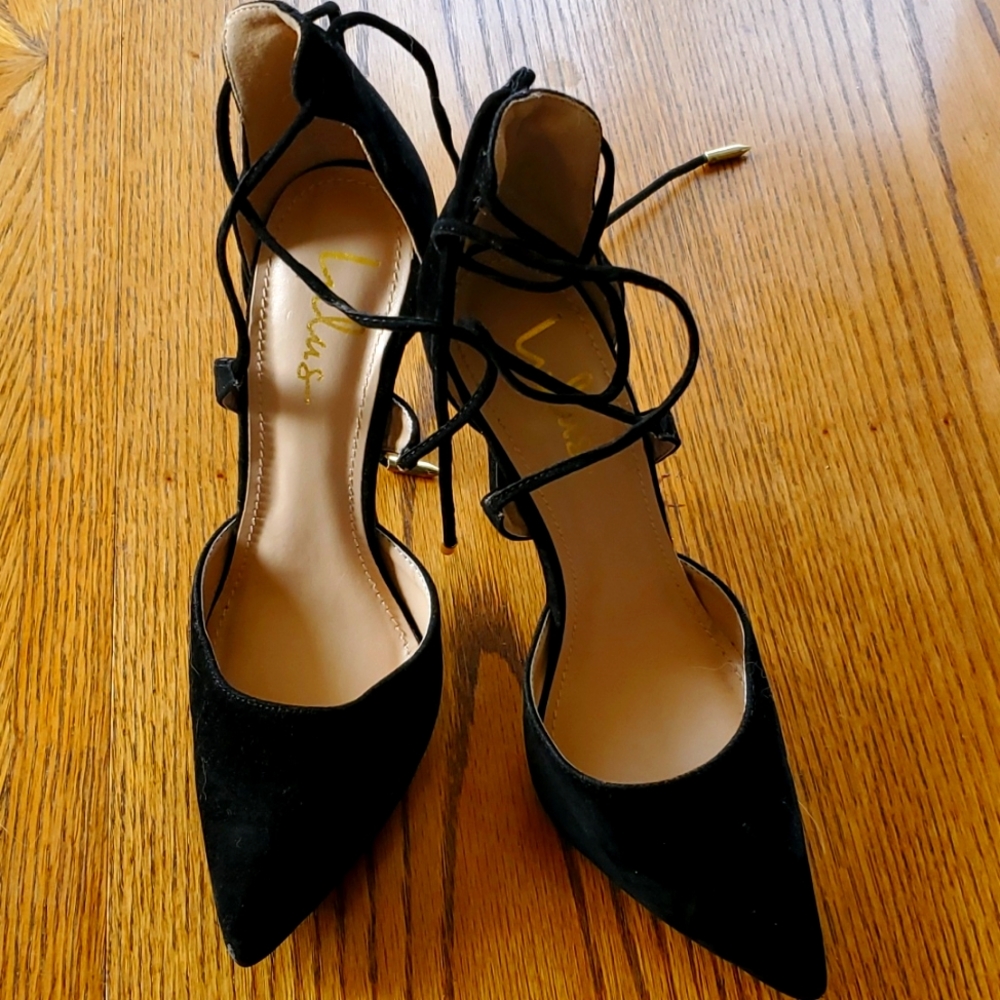 Velveteen Lace Up Stilletos